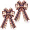 2 Pcs Red White Blue Bows Happy Labor Day Bow American Flag Bow Patriotic Wreath Burlap Bow Memorial Day Tree Topper for Indoor Outdoor Independence Day Party Decoration